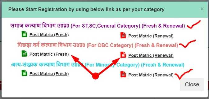 Select Your Caste Category for UP Scholarship Online Apply