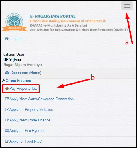 UP e-NagarSeva Portal Pay Property Tax